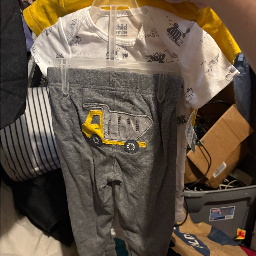 Child of Mine Gray and Yellow Construction Pants